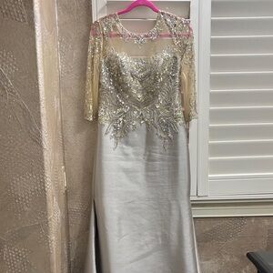 Glamorous Silver and Gold Long Sleeve Gown